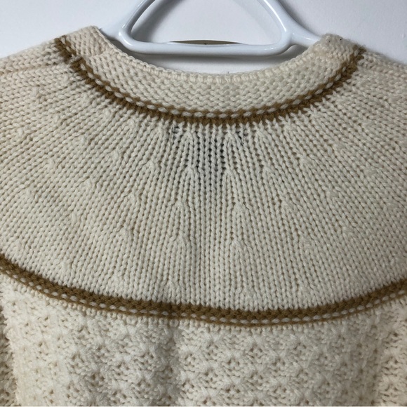 VINTAGE ROOTS 100% wool cream chunky knit sweater, size S - Picture 3 of 8